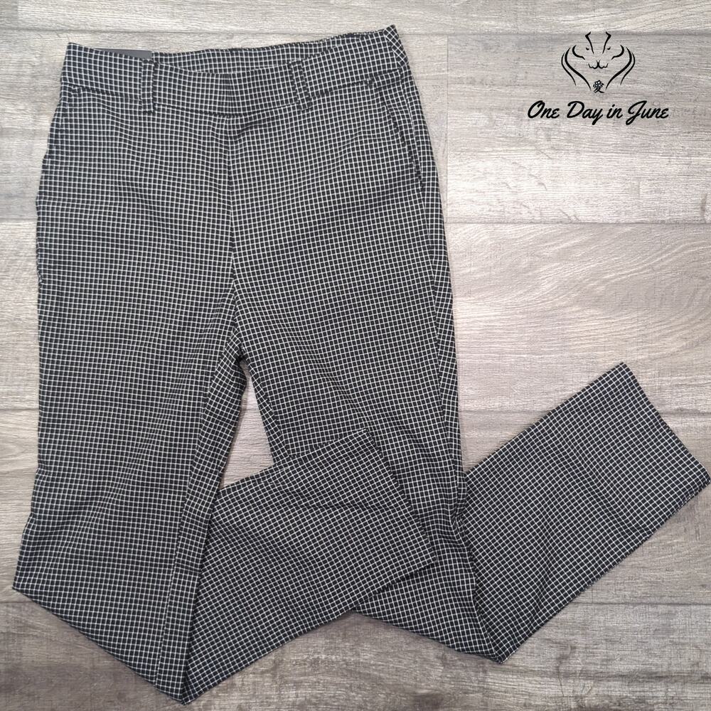 Rafaella Cropped Ankle Pants Black White Windowpane Check NWT Size 4